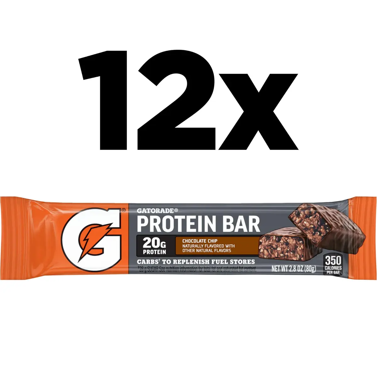 Gatorade Whey Protein Recover Bars, Chocolate Chip | 20g Protein, 42g Carbs for Muscle Recovery - view 2