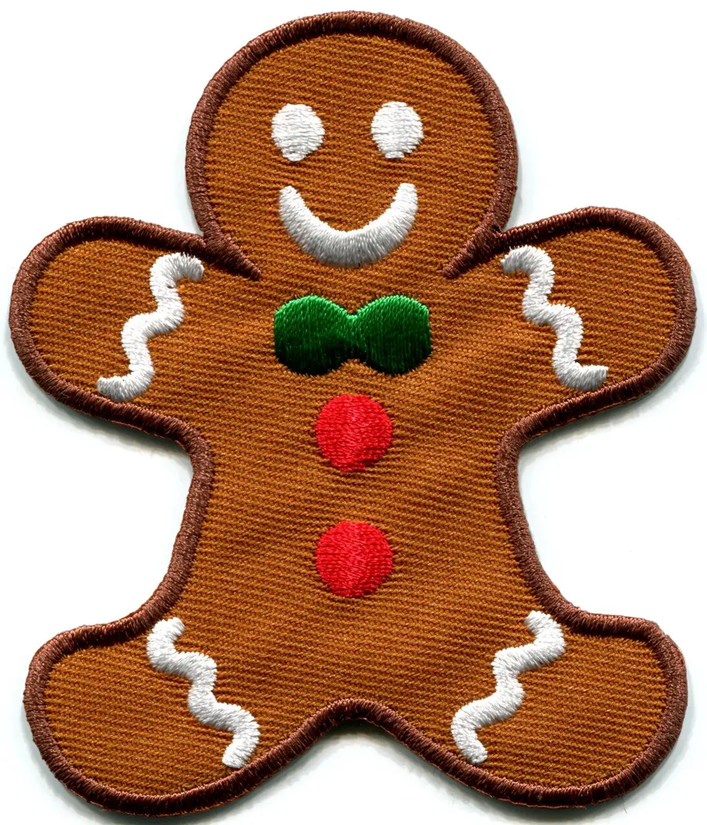 TKPatch Gingerbread Man Embroidered Applique Patch 2.75x3.13 inches | Holiday Cartoon Design for Kids & Adults - main product image