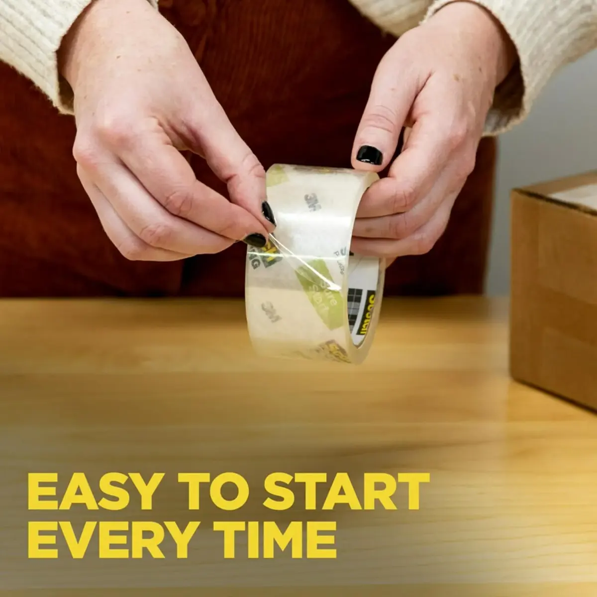 Scotch Sure Start Packing Tape 1.88 in. x 22.2 yd. Clear | Quiet Unwind & Easy Start Moving Supplies (3 Rolls with Dispensers) - view 6