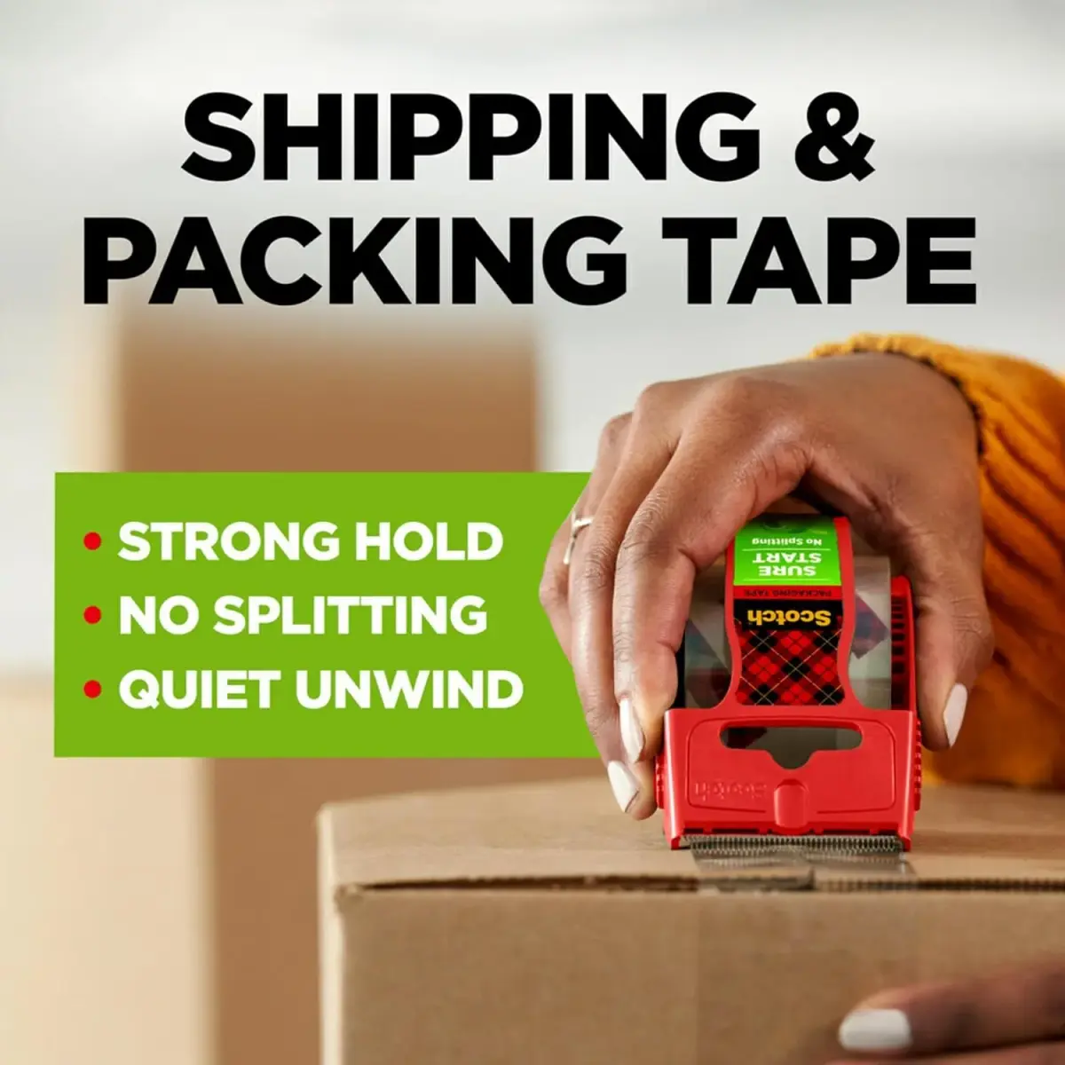 Scotch Sure Start Packing Tape 1.88 in. x 22.2 yd. Clear | Quiet Unwind & Easy Start Moving Supplies (3 Rolls with Dispensers) - view 2