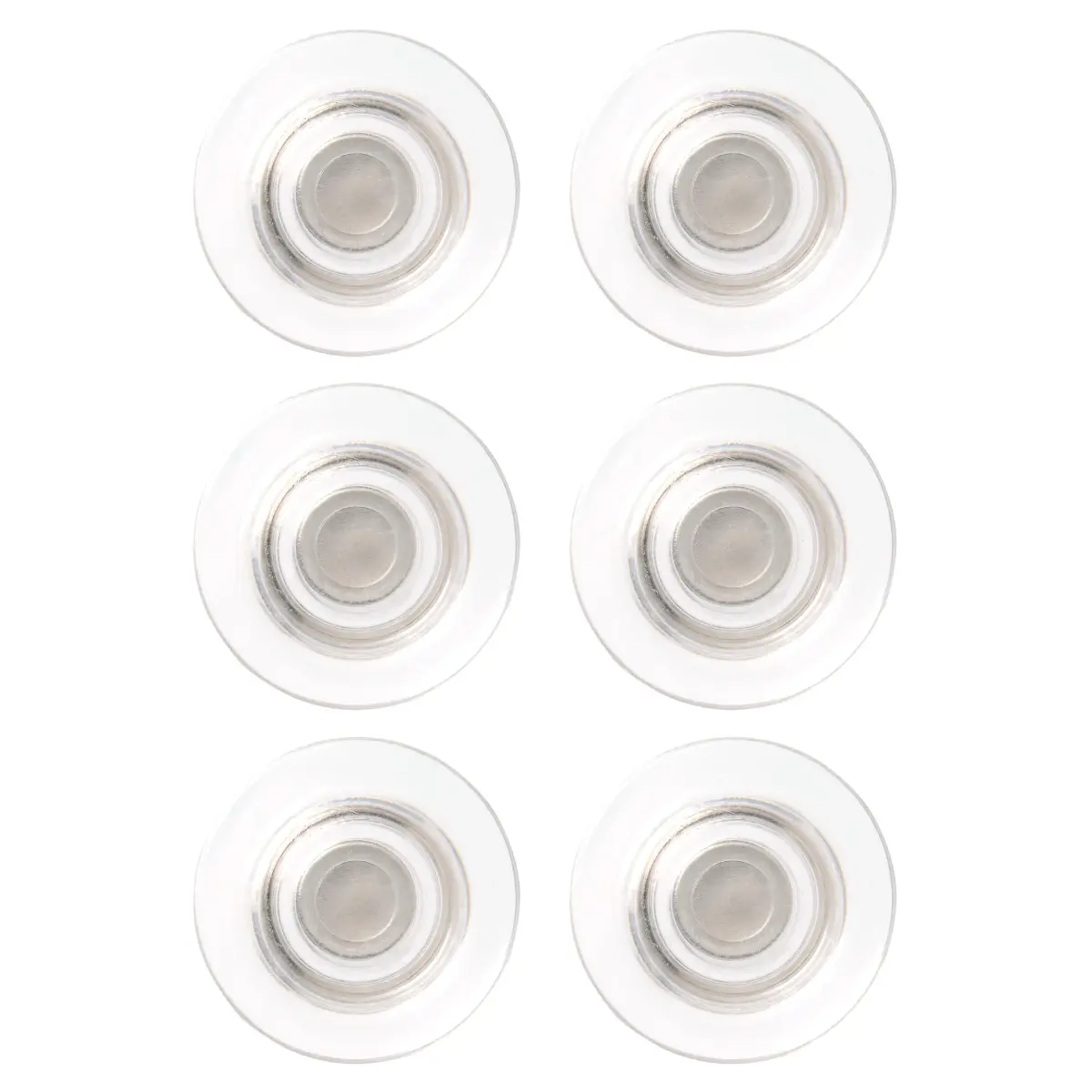 Quartet Clear Round Rare Earth Magnets 1/2" Diameter, 6 Pack | Strong Hold for Glass Whiteboards - main product image