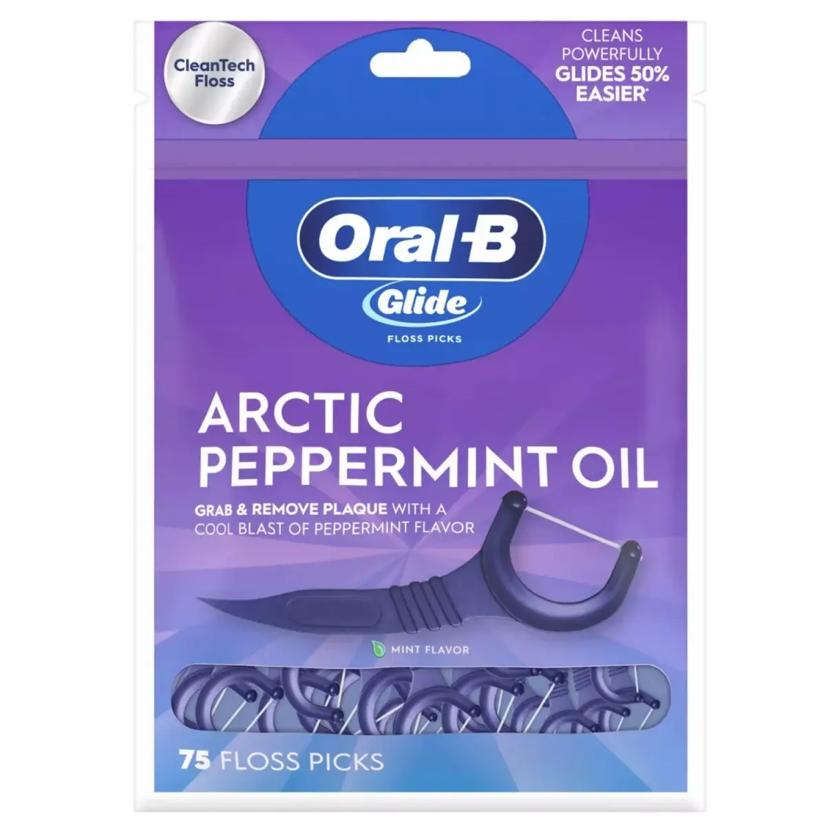 Oral-B Glide 3D White Floss Picks Radiant Mint, 75 Count (Pack of 6) | Helps Prevent Surface Stains - main product image