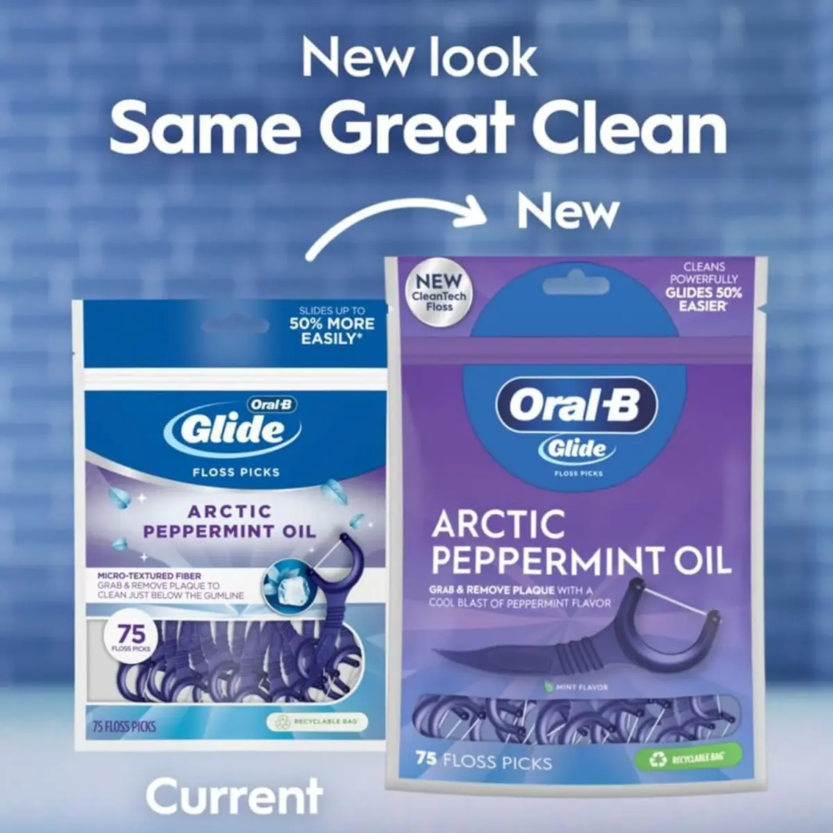 Oral-B Glide 3D White Floss Picks Radiant Mint, 75 Count (Pack of 6) | Helps Prevent Surface Stains - view 3