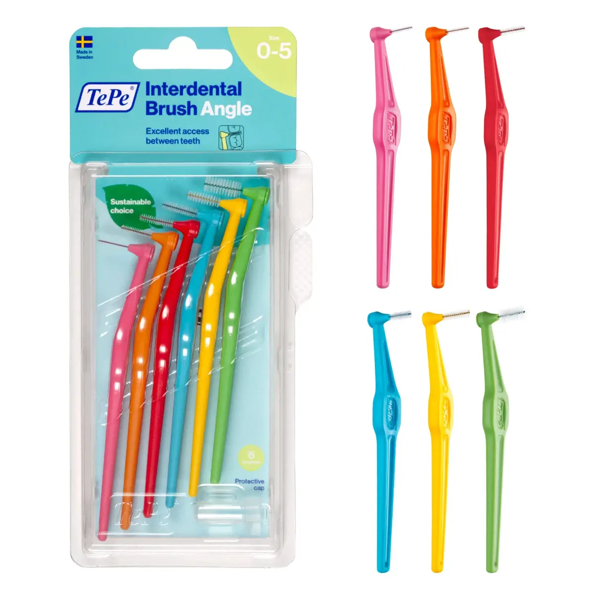 TePe Interdental Brush Angle Mixed Pack | 6 Count (Pack of 1) - main product image