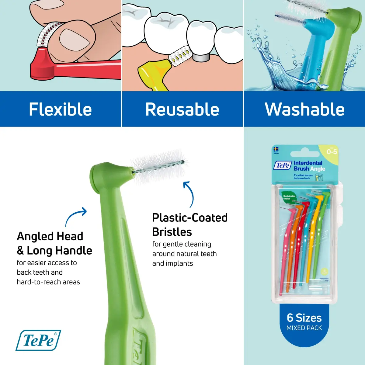 TePe Interdental Brush Angle Mixed Pack | 6 Count (Pack of 1) - view 5