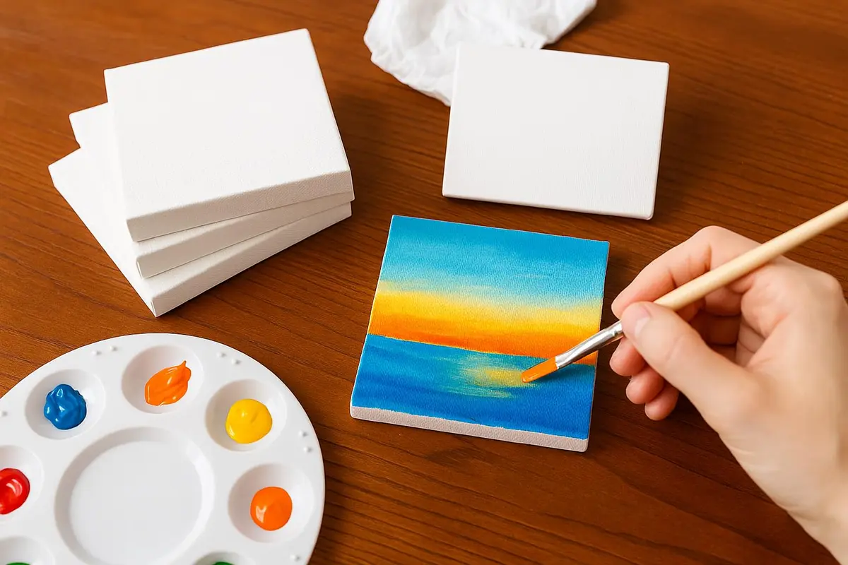 LWR CRAFTS Mini Stretched Canvas 3" x 3" Pack of 12 | Perfect for Oil & Acrylic Art - view 6