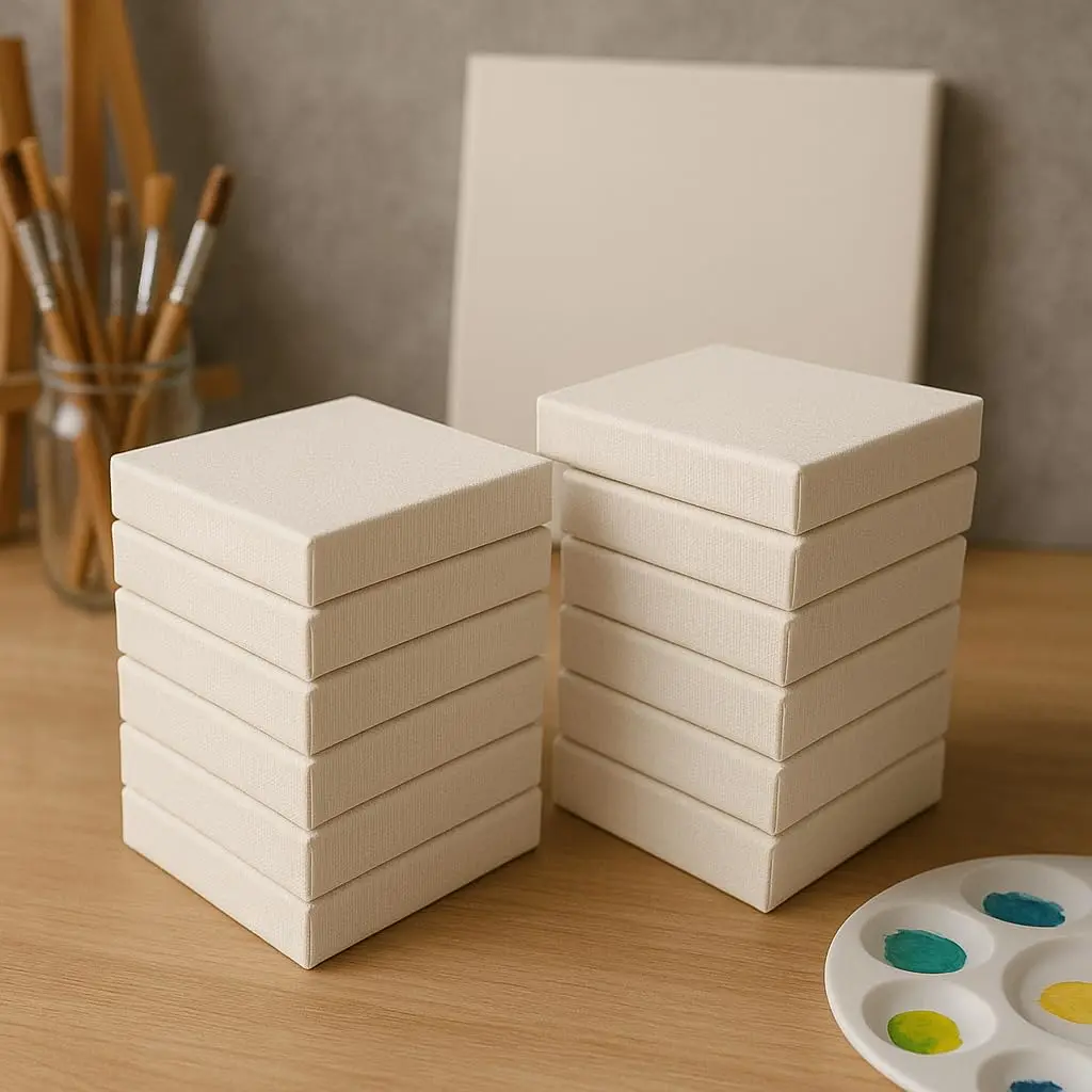 LWR CRAFTS Mini Stretched Canvas 3" x 3" Pack of 12 | Perfect for Oil & Acrylic Art - view 3