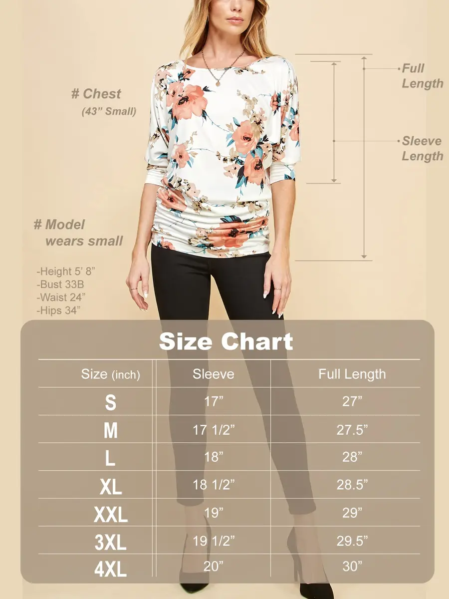 Made By Johnny Womens Tunic L Jade | Casual 3/4 Sleeve Drape Top - view 7