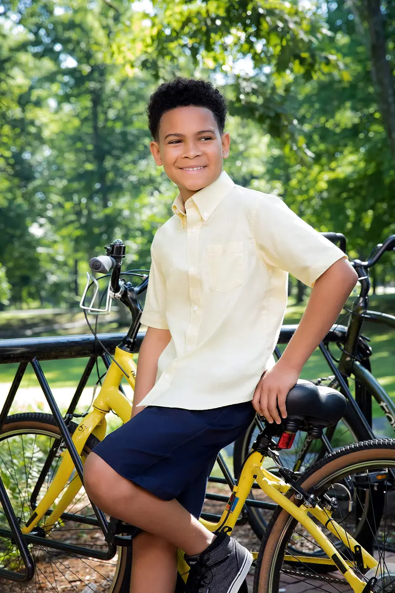 French Toast Boys' Adjustable Waist Twill Pleated Short, Navy, 18 | Wrinkle-Resistant, Perfect Fit - view 2