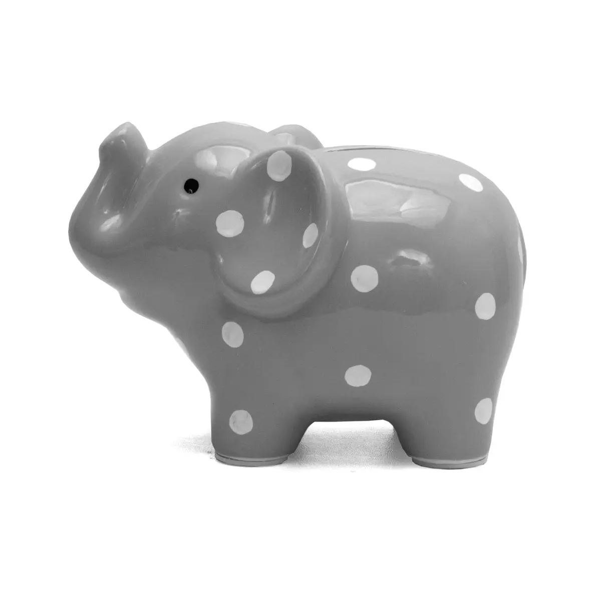 Child to Cherish Ceramic Polka Dot Elephant Piggy Bank, Grey | Durable, Hand-Painted Kids Money Bank - view 3