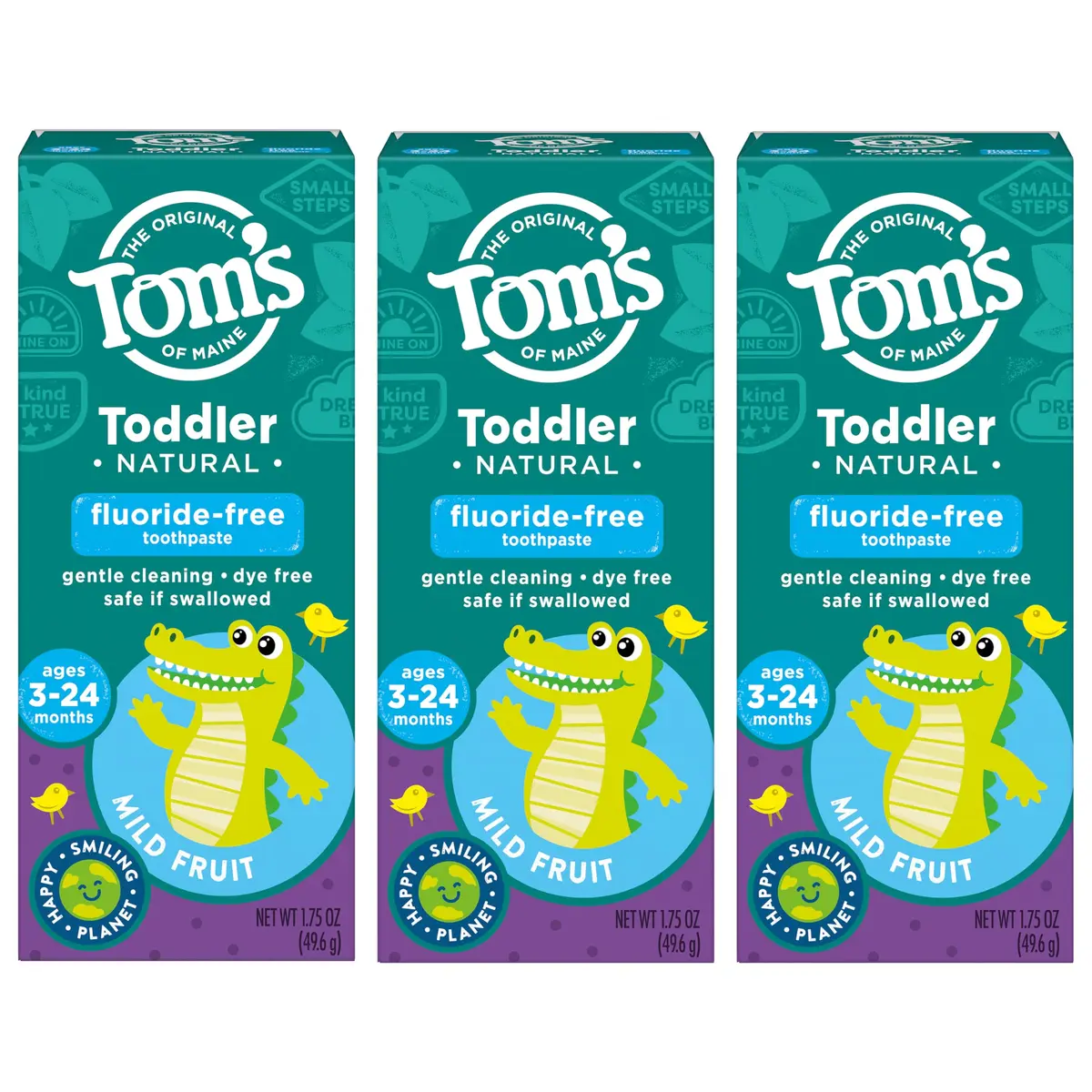 Tom's of Maine Toddler Fluoride-Free Toothpaste Mild Fruit 3 Pack 52.5ml (1.75oz Per Tube) | Gentle Cleaning for Ages 3-24 Months - view 8