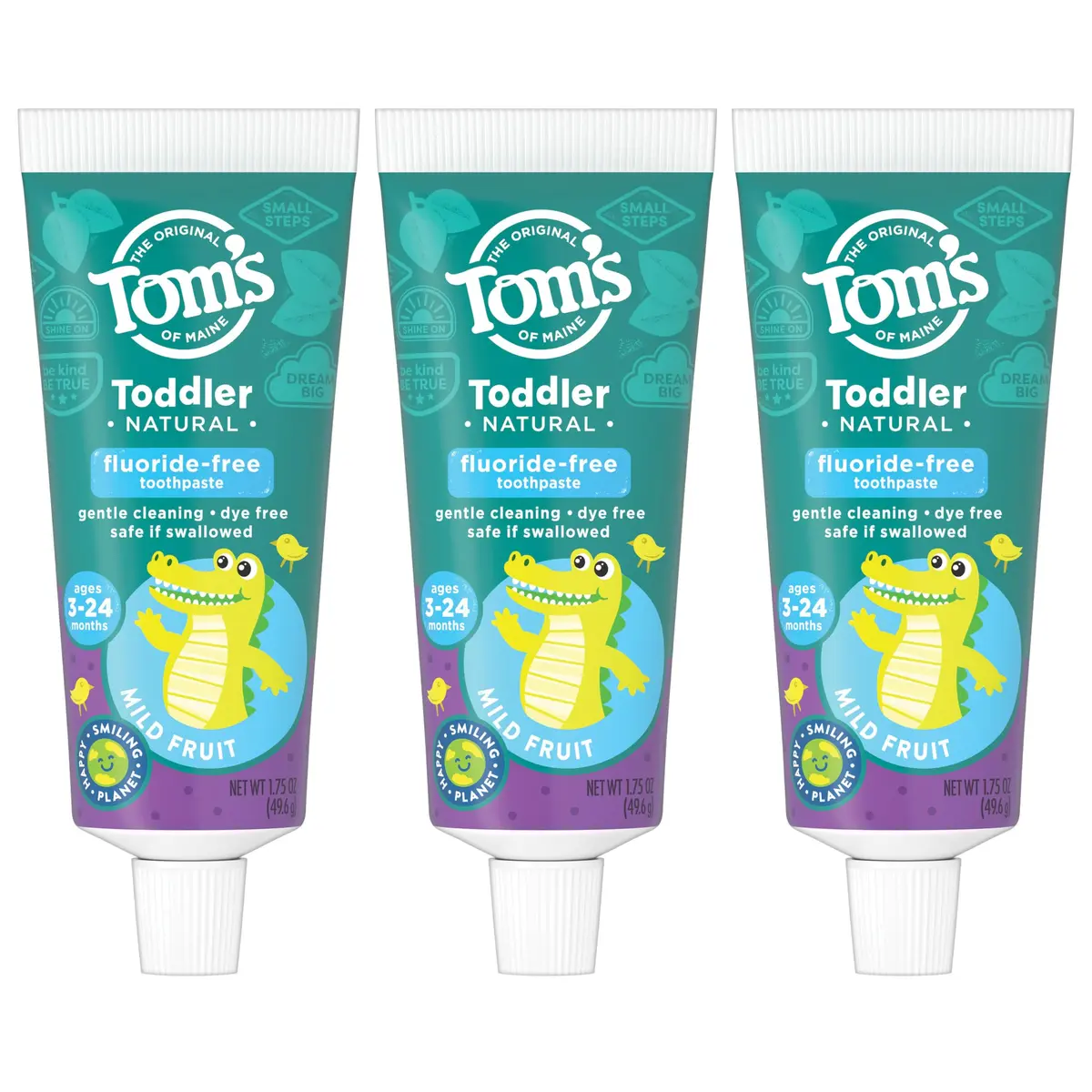 Tom's of Maine Toddler Fluoride-Free Toothpaste Mild Fruit 3 Pack 52.5ml (1.75oz Per Tube) | Gentle Cleaning for Ages 3-24 Months - view 9