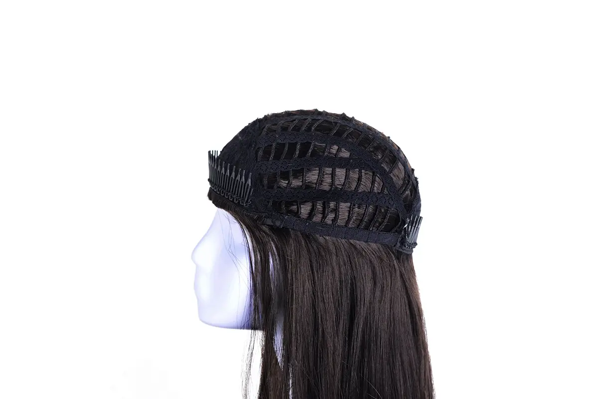 Onedor 22" Semi Curly Hair Women Ladies 3/4 Half Wig Premium Japanese Synthetic fibers with Secured Mesh Head Cap - view 5