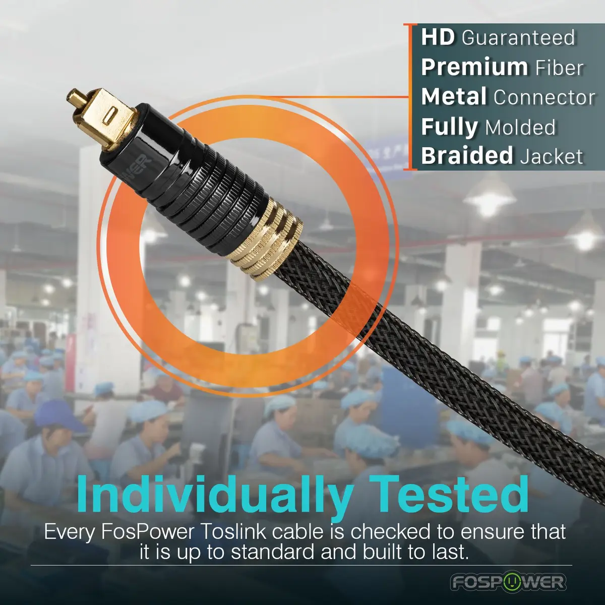 FosPower 24K Gold Plated Toslink Digital Fiber Optical Audio Cable 0.91 m (3 FT) | High Speed S/PDIF Cable for Home Theater, Soundbar, TV - view 5