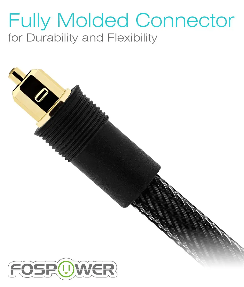 FosPower 24K Gold Plated Toslink Digital Fiber Optical Audio Cable 0.91 m (3 FT) | High Speed S/PDIF Cable for Home Theater, Soundbar, TV - view 3