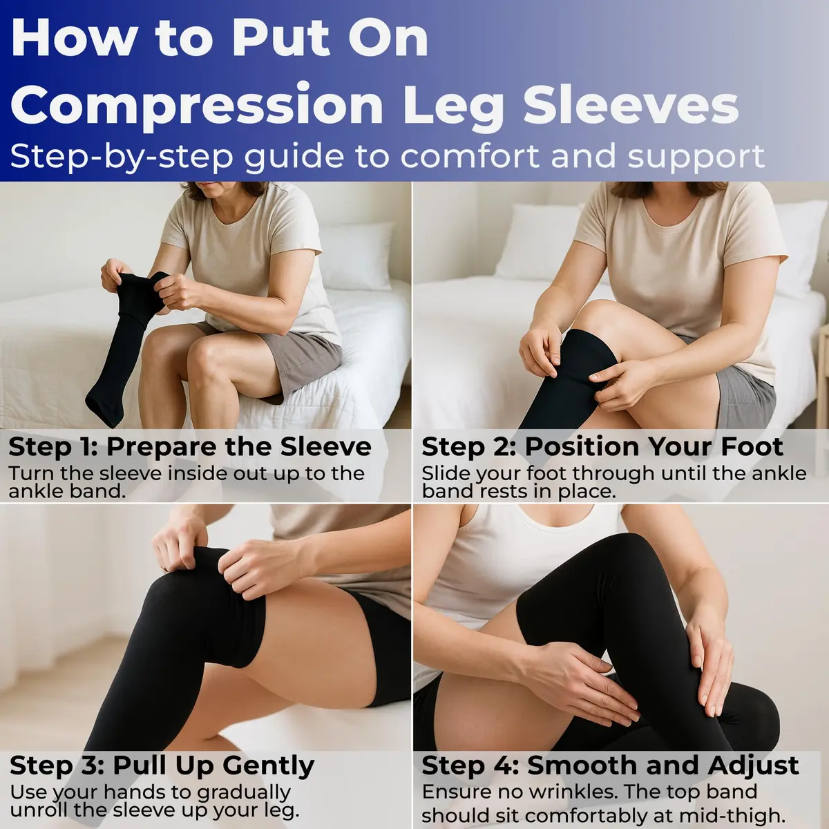 Mojo Compression Socks Thigh High Leg Sleeve 20-30mmHg | Support for Varicose Veins & Swelling - view 7