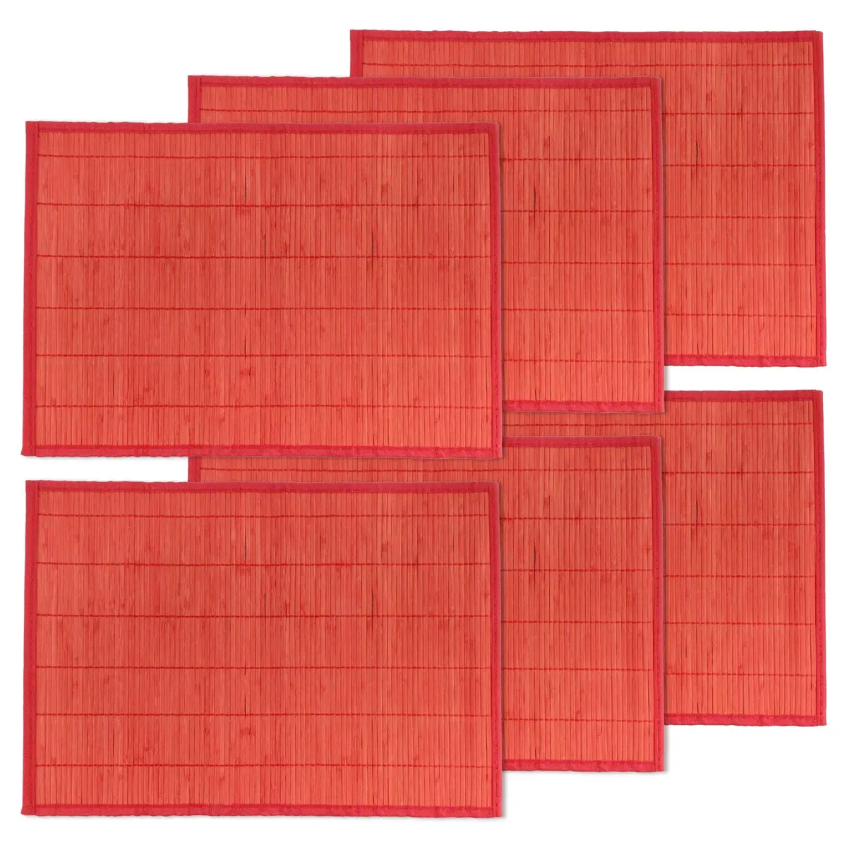 BambooMN Bamboo Placemat - 18" x 13" | Red, 6 pcs | Reversible & Eco-Friendly - main product image