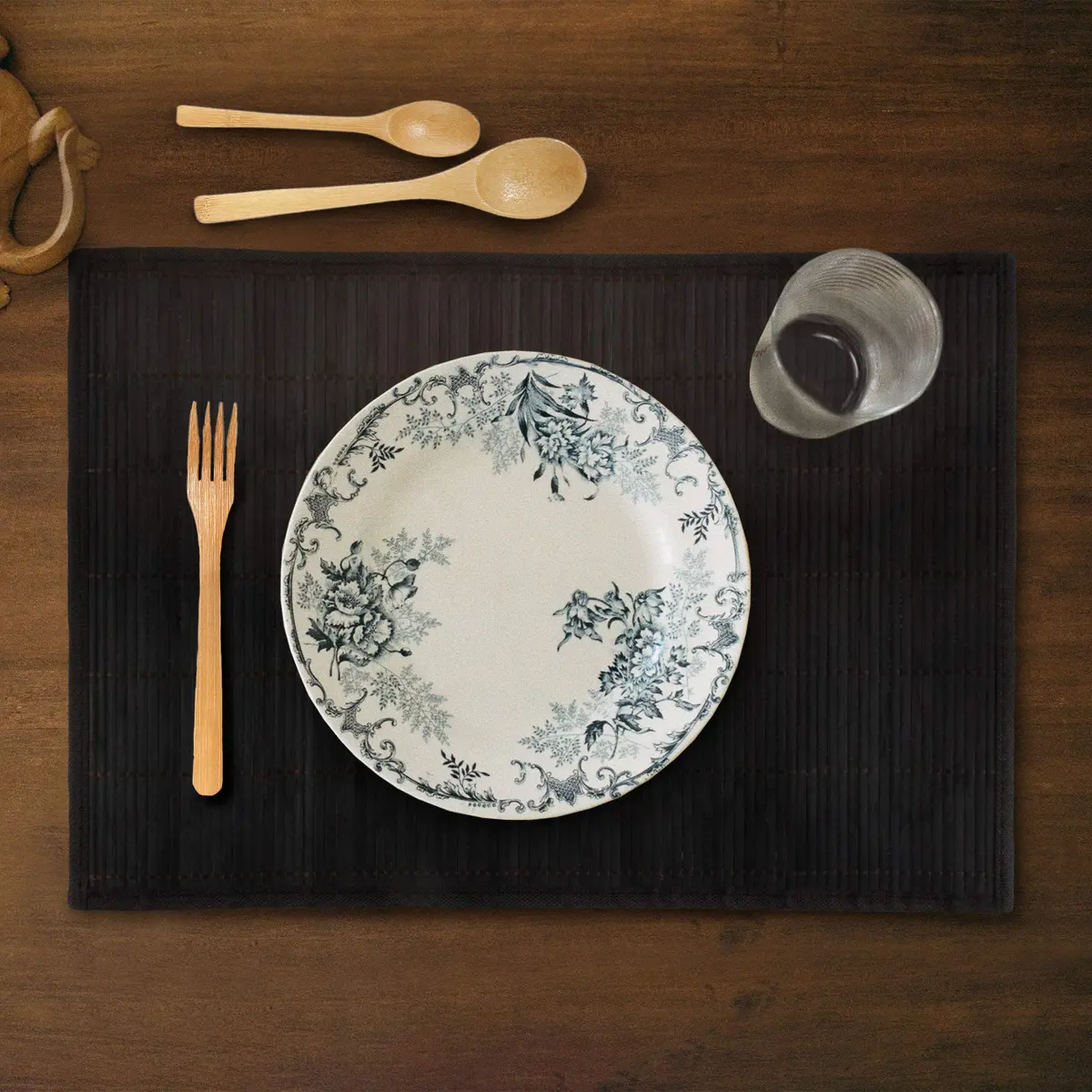 BambooMN Bamboo Placemat 18" x 13" | Reversible, Natural Bamboo, 8 pcs - view 5