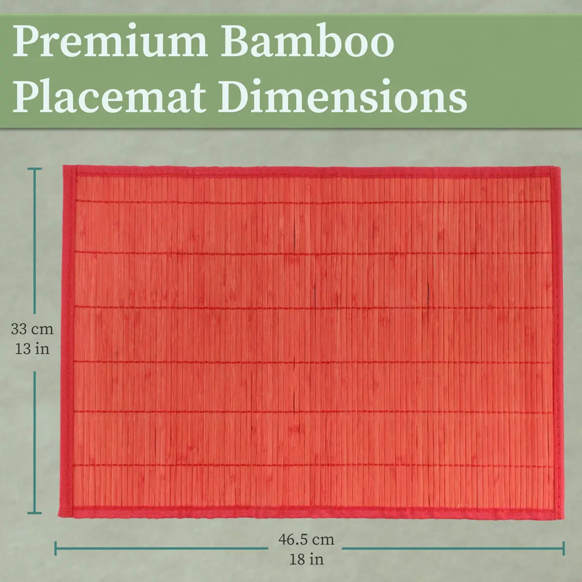 BambooMN Bamboo Placemat 18" x 13" | Red, 8 pcs, Reversible & Heat-Resistant - view 4