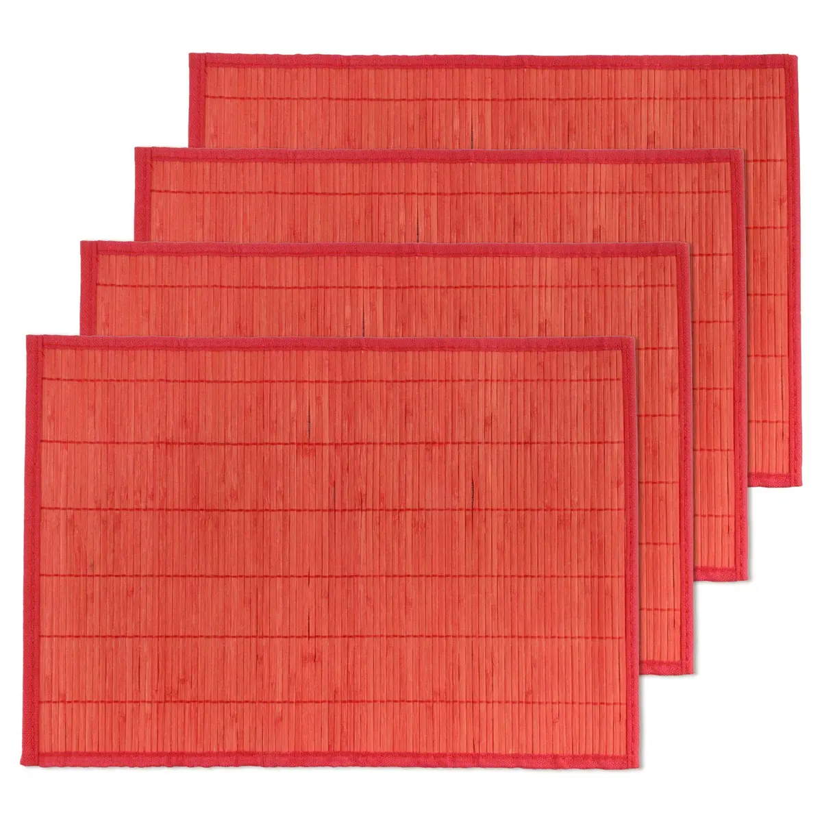 BambooMN Bamboo Placemat 18" x 13" | Red, 4 pcs, Reversible & Eco-Friendly - main product image