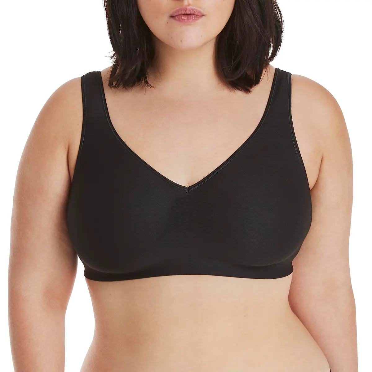 Hanes Women's Comfort Evolution Bra, Black, Large | Wireless Full-Coverage Support with Cooling Comfort - main product image