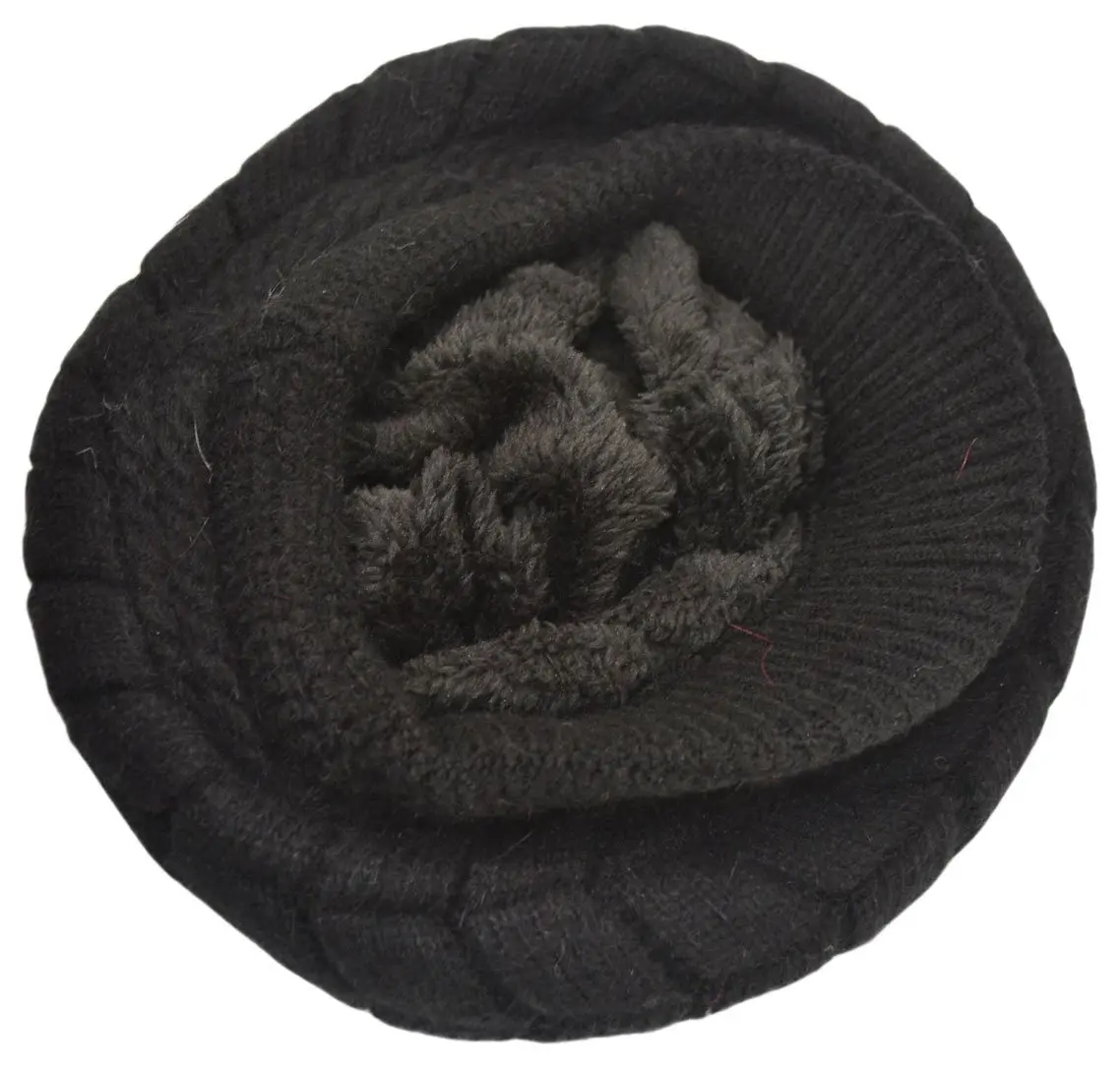 SYAYA Womens Winter Hat with Brim | Wool Knit Newsboy Cap with Fleece Lined Visor (Medium, Black) - view 6