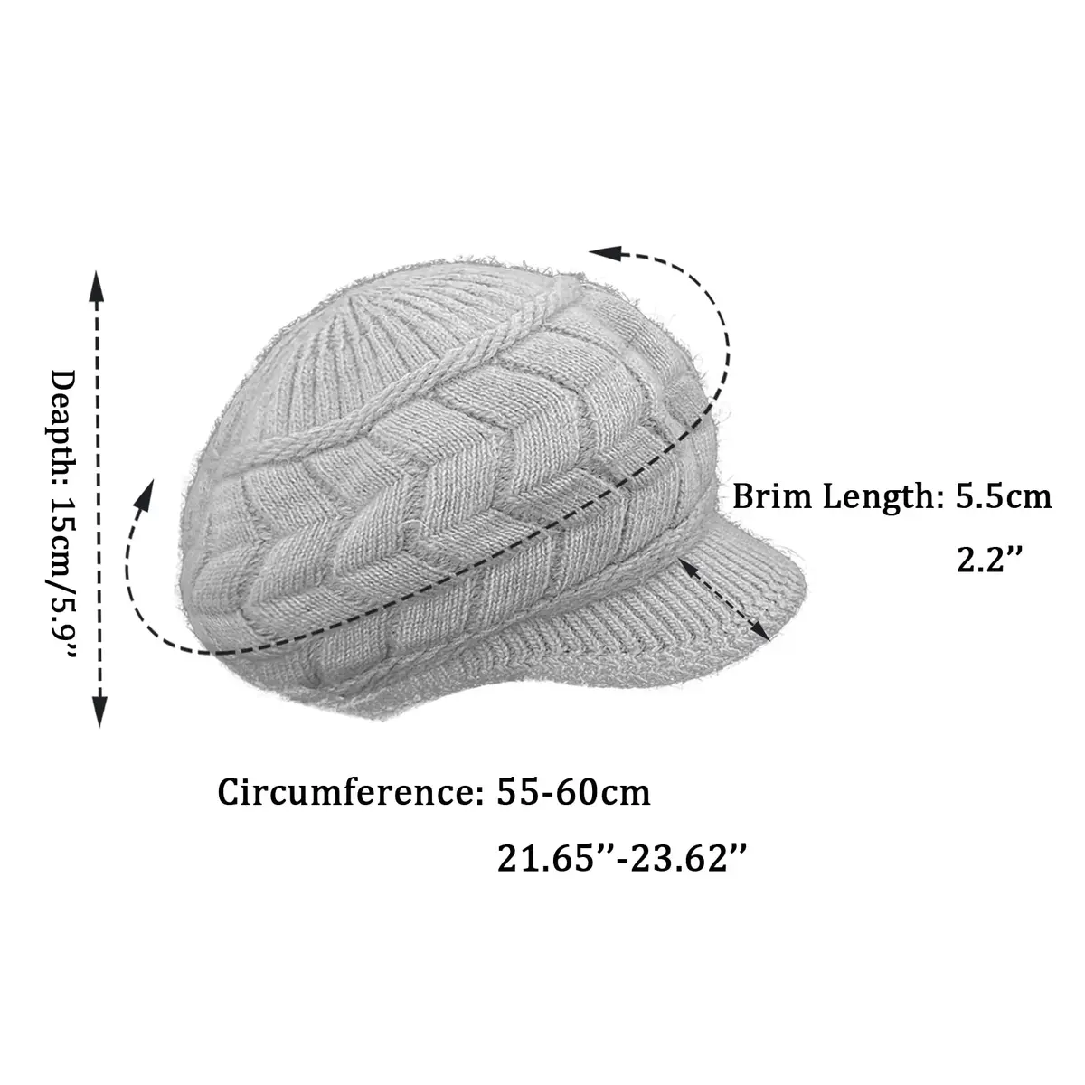 SYAYA Womens Winter Hat with Brim | Wool Knit Newsboy Cap with Fleece Lined Visor (Medium, Black) - view 4