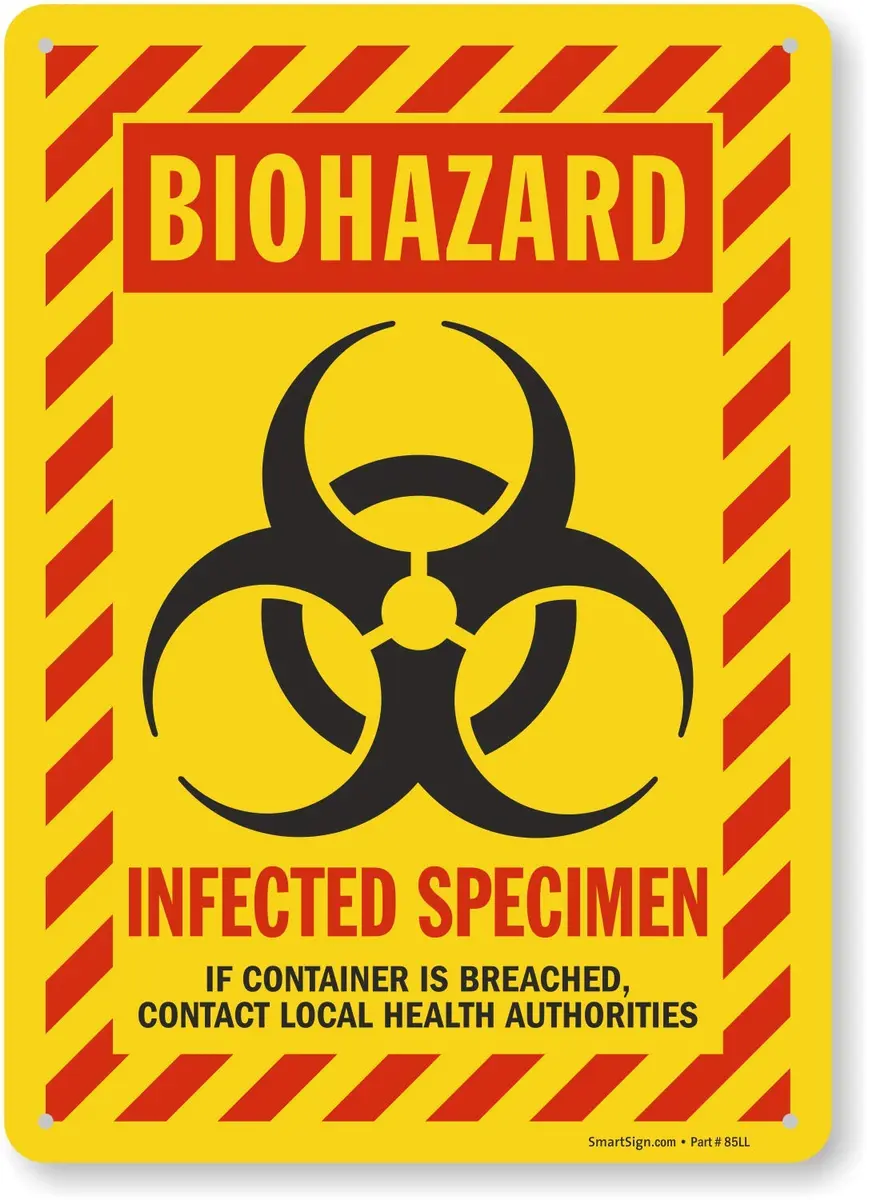 SmartSign Biohazard Infected Specimen Sign 10" x 14" (25cm x 35cm) | Durable Aluminum Safety Marker - main product image