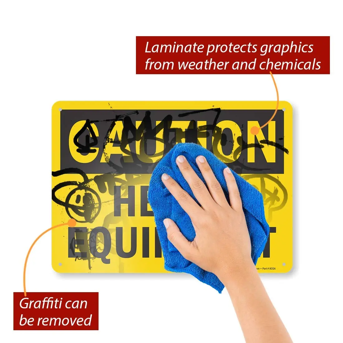 SmartSign Caution Heavy Equipment OSHA Metal Sign 10 x 14 inch | Rustproof Aluminum, Black and Yellow - view 2