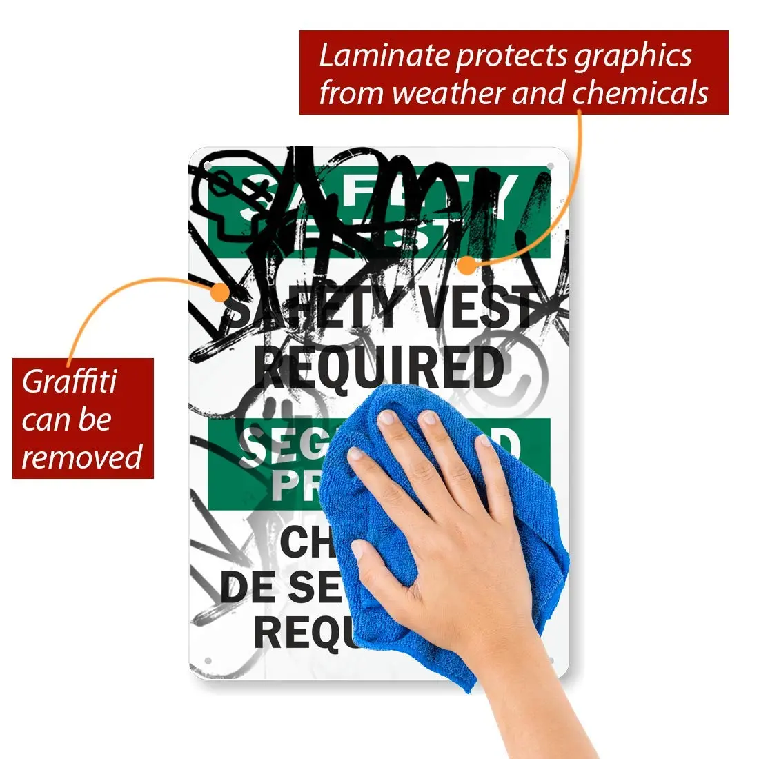 SmartSign Safety First - Safety Vest Required Aluminum Sign | 10" x 14" OSHA Compliant - view 2