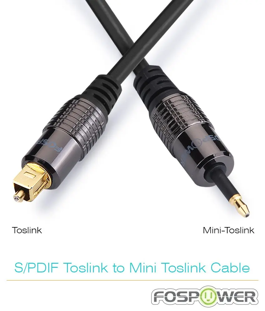 FosPower 24K Gold Plated Toslink to Mini Toslink Optical Cable 6ft | Supports 5.1/7.1 Surround Sound - view 2