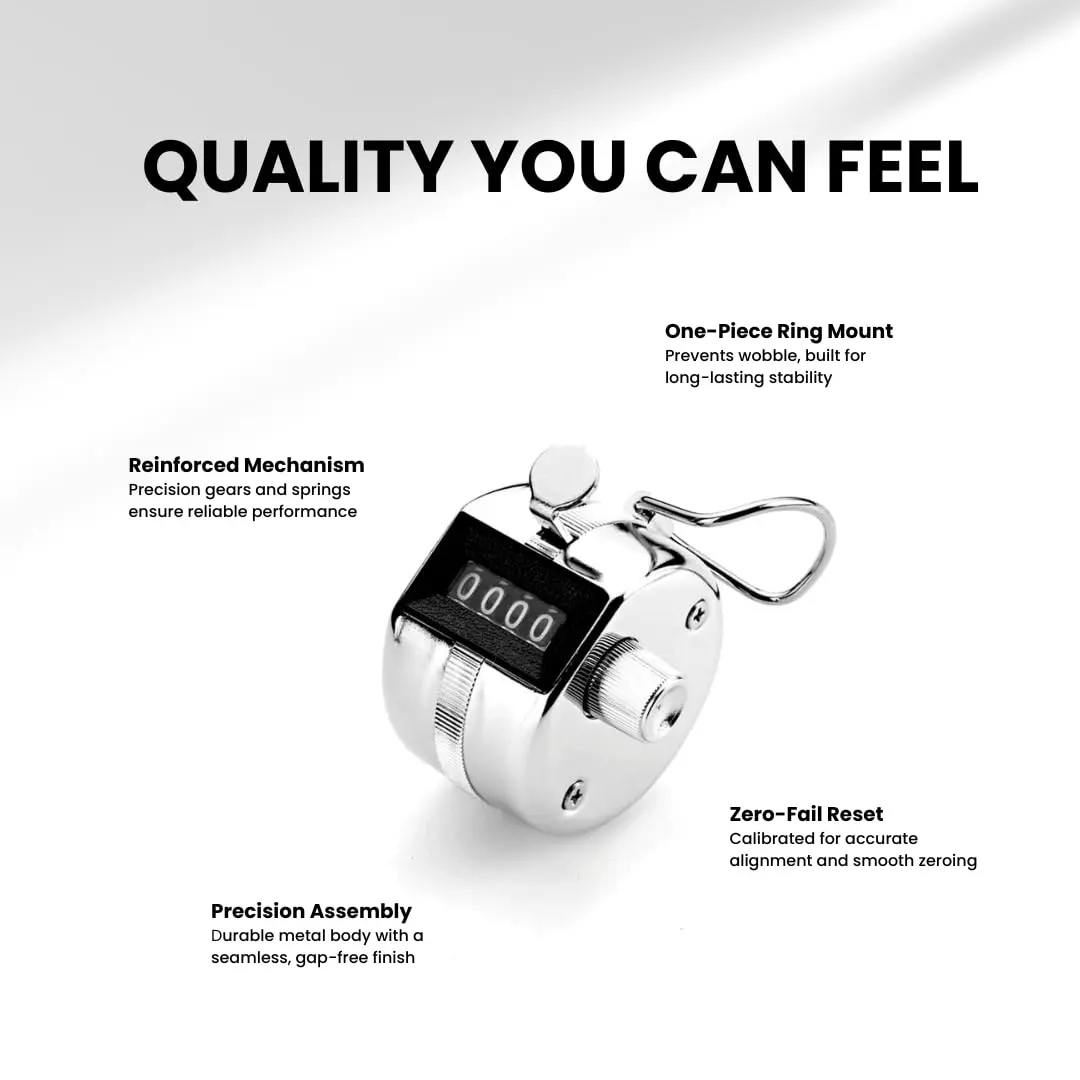 Digi 1st TC-04 Handheld Tally Counter 1-Pack | Mechanical Digital Pitch Counter, Heavy Duty Metal, Silver - view 3