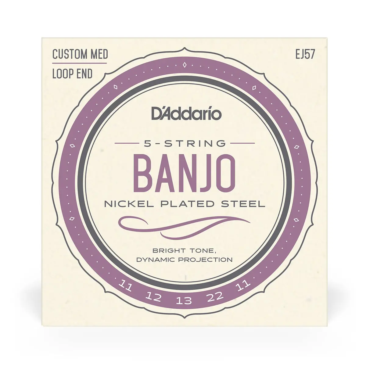 D'Addario EJ57 Banjo Strings, Nickel-Plated Steel, Custom Medium Gauge 11-22, 5-String Set | Warm, Bright Tone - view 2