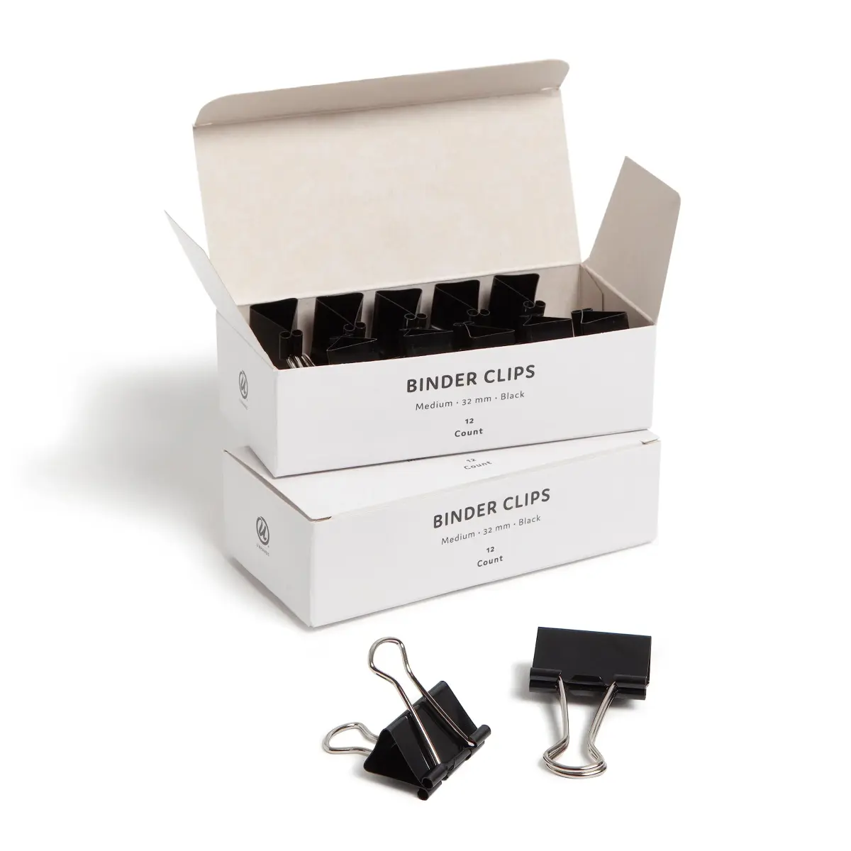 U Brands Black Binder Clips 1.25 Inch (32mm) Medium Paper Clamps, 24-Count | Strong Grip for Documents - main product image