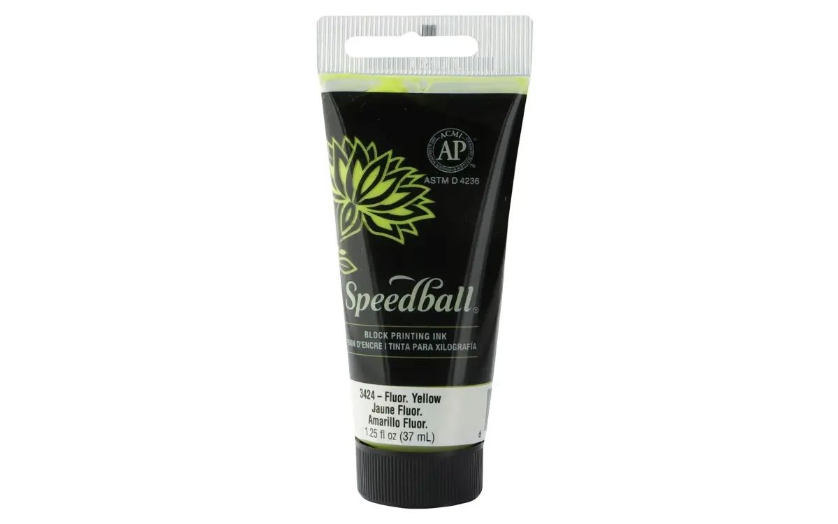 Speedball Water Soluble Block Printing Ink - Fluorescent Yellow, 37ml (1.3 fl oz) - main product image