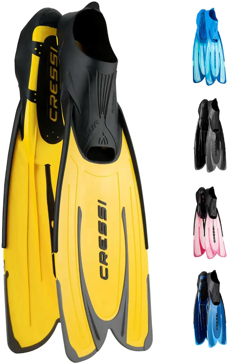 Cressi Agua (Yellow) 43/44 | Easy Snorkeling Fins with Self Adjusting Foot Pocket - main product image