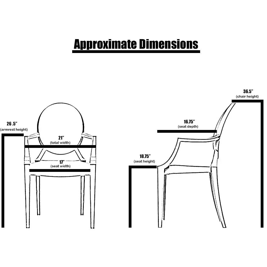 2xhome Modern Ghost Chair with Polycarbonate Smoke Finish | Indoor & Outdoor Use - main product image
