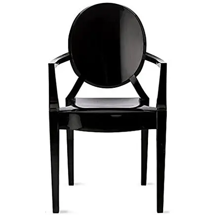 2xhome Modern Ghost Chair with Arm Polycarbonate Plastic (Black) | Indoor & Outdoor Use (70-120 chars) - main product image