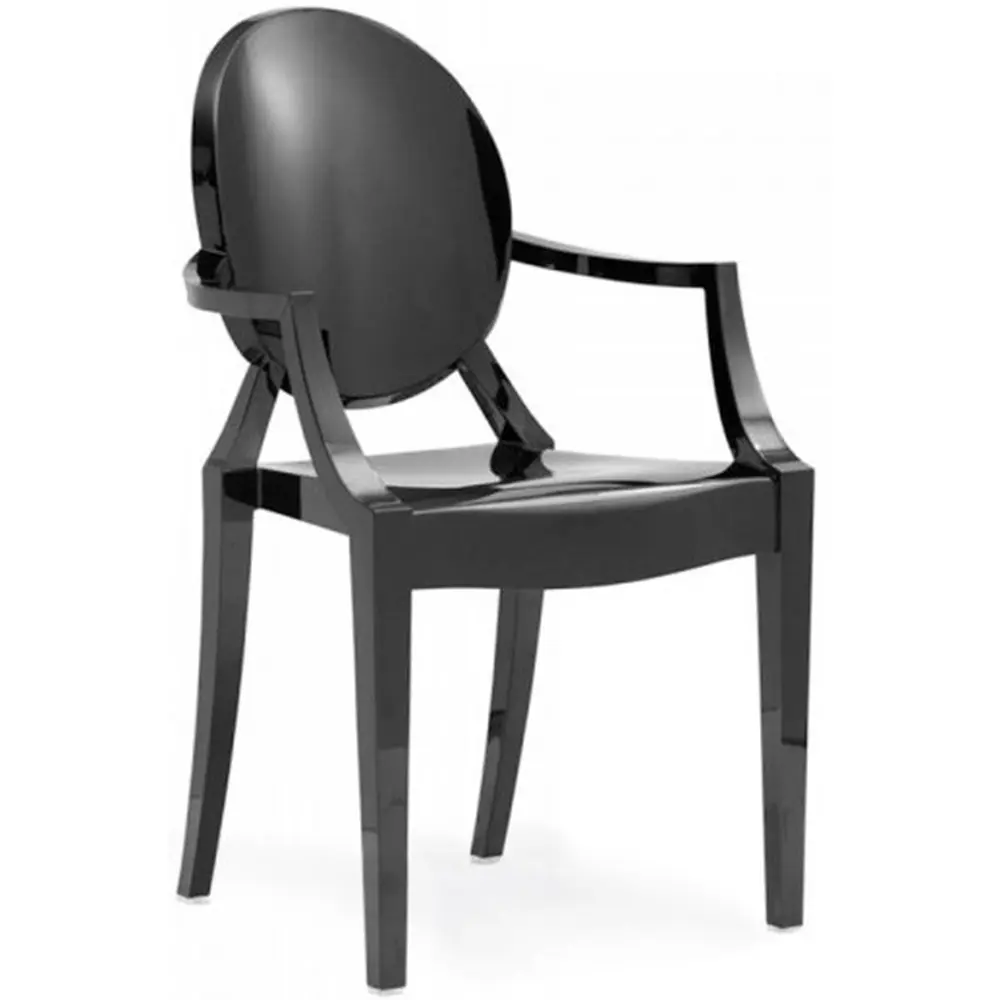 2xhome Modern Ghost Chair with Arm Polycarbonate Plastic (Black) | Indoor & Outdoor Use (70-120 chars) - view 5