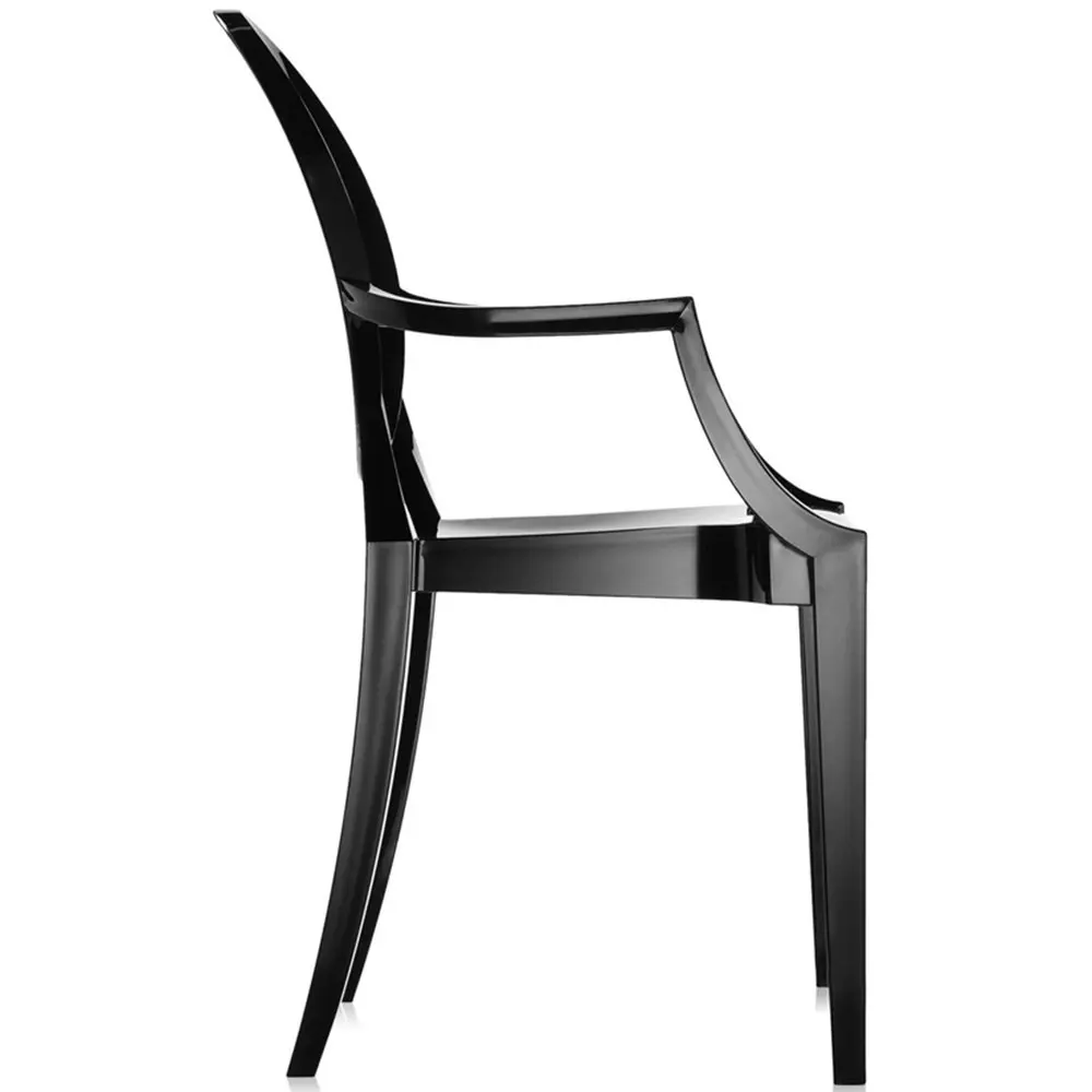 2xhome Modern Ghost Chair with Arm Polycarbonate Plastic (Black) | Indoor & Outdoor Use (70-120 chars) - view 6