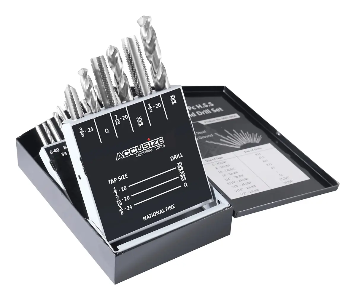 Accusize Industrial Tools HSS Tap and Drill Set, UNF, 18 Pc | Fully Ground, UNF Taps & Drills for Industrial Use - view 5