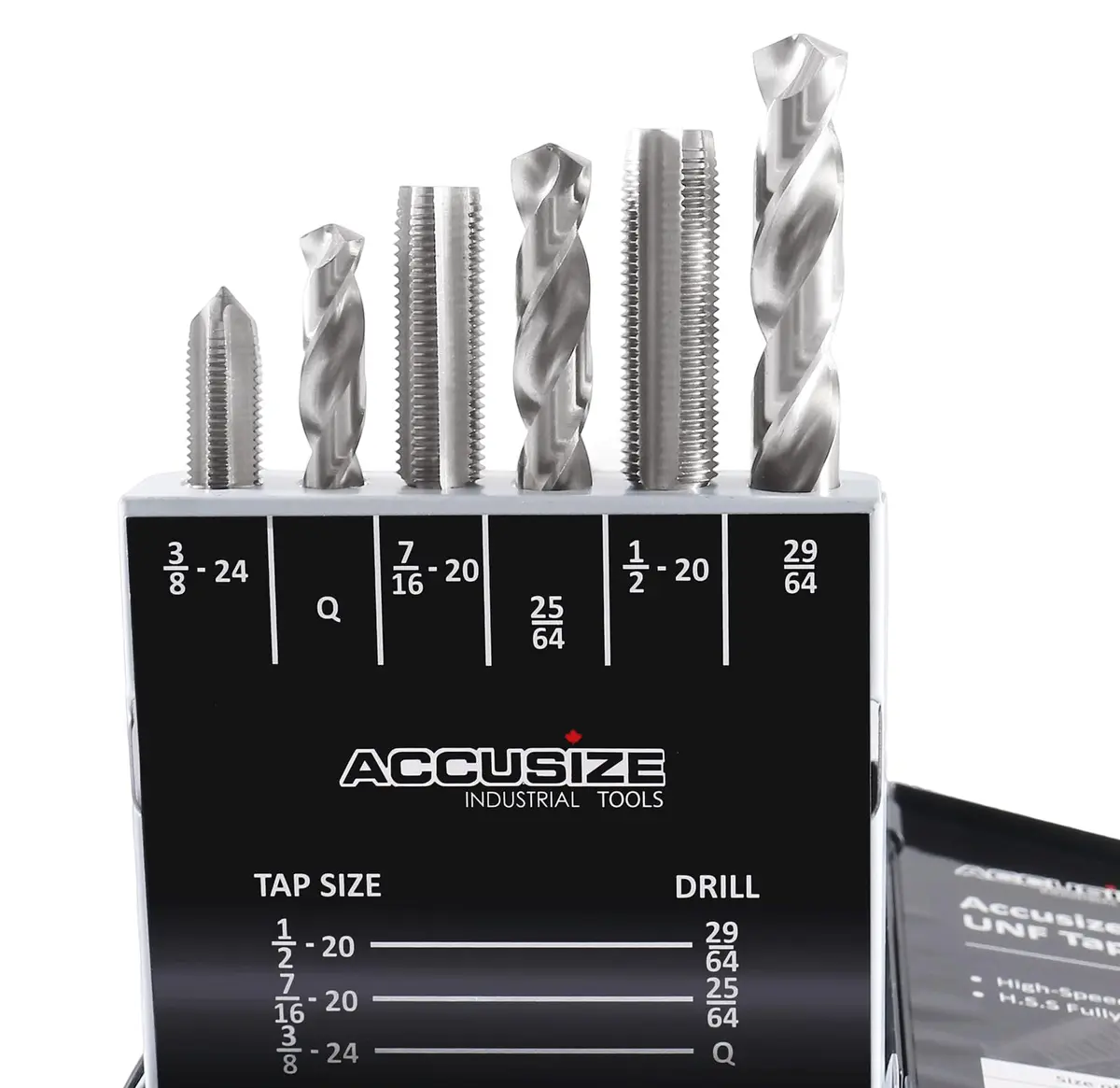 Accusize Industrial Tools HSS Tap and Drill Set, UNF, 18 Pc | Fully Ground, UNF Taps & Drills for Industrial Use - view 3