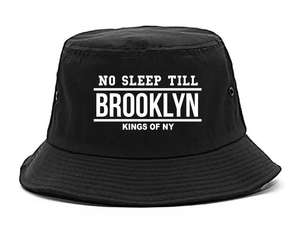 Kings Of NY No Sleep Till Brooklyn Hip Hop Bucket Hat Black | 100% Cotton, Unisex, Adjustable Fit - main product image