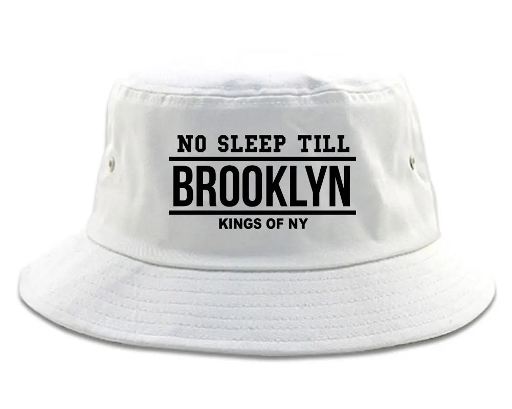 Kings Of NY No Sleep Till Brooklyn Bucket Hat White | Classic Cotton Sun Protection (70-120 chars) - main product image