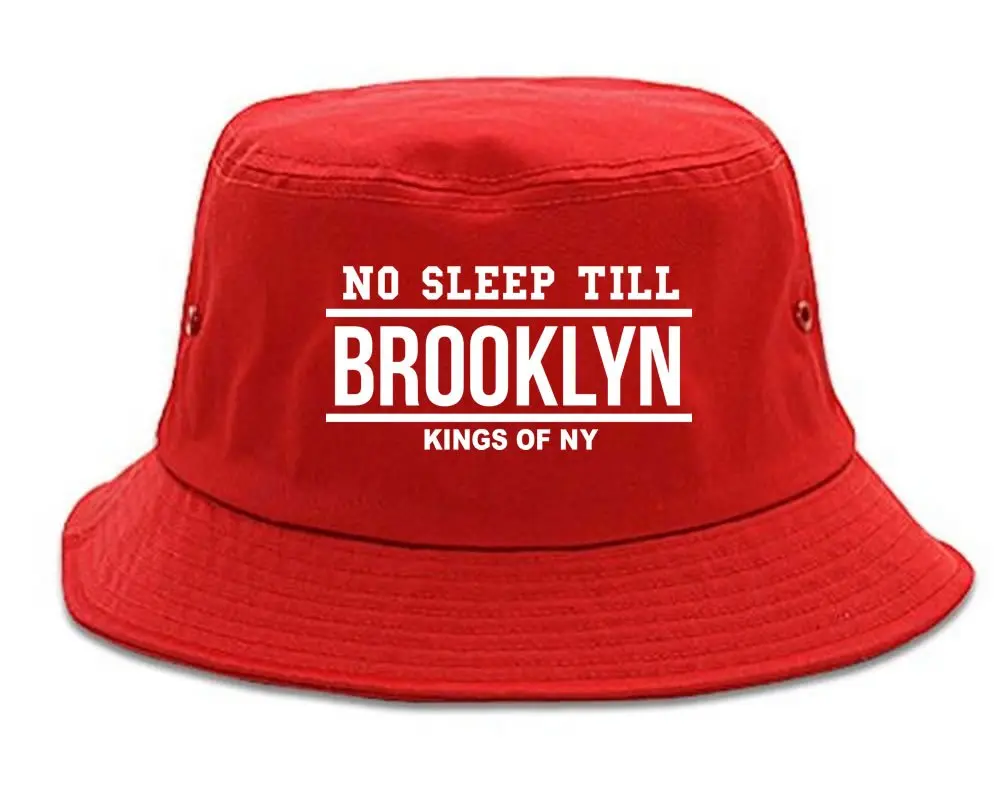 Kings Of NY No Sleep Till Brooklyn Bucket Hat Red | 100% Cotton, Sun Protection, Unisex - main product image