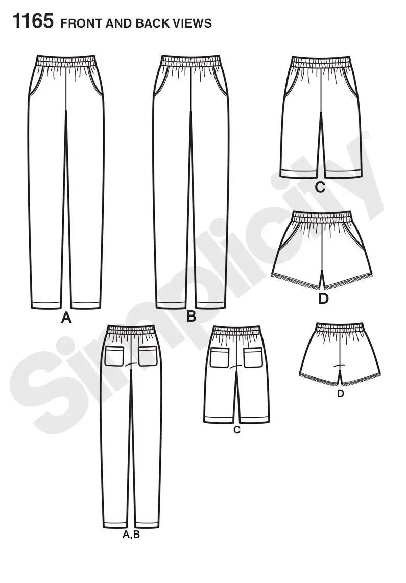 Simplicity Pattern 1165 Misses Slim Pull-On Pants & Shorts | Easy Sew Women’s Sizes 14-22 - view 3