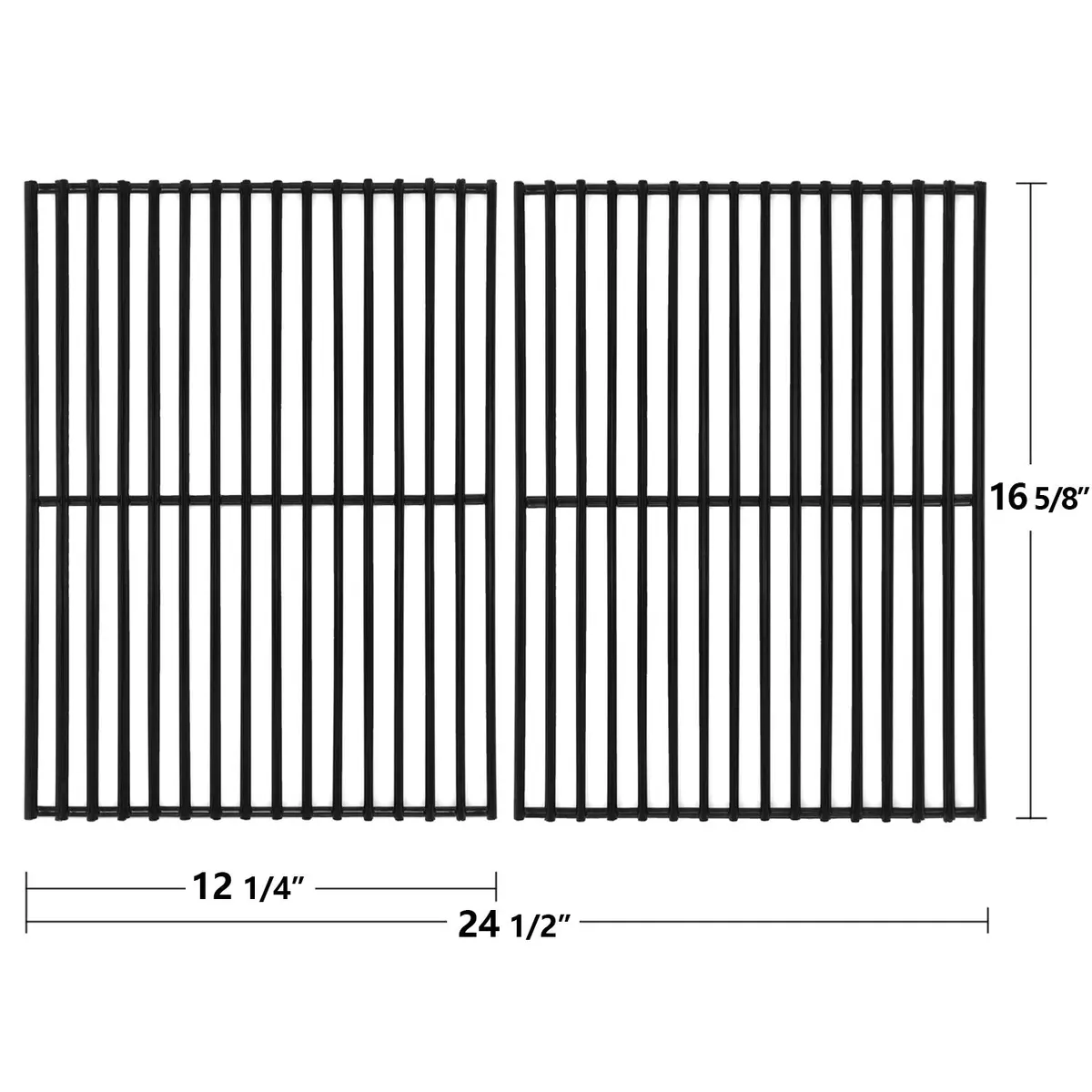 Hongso 16 5/8" x 24 1/2" Porcelain Steel Grill Grates (2-Pack) | Fits Charbroil, Thermos, Kenmore Grills - view 2