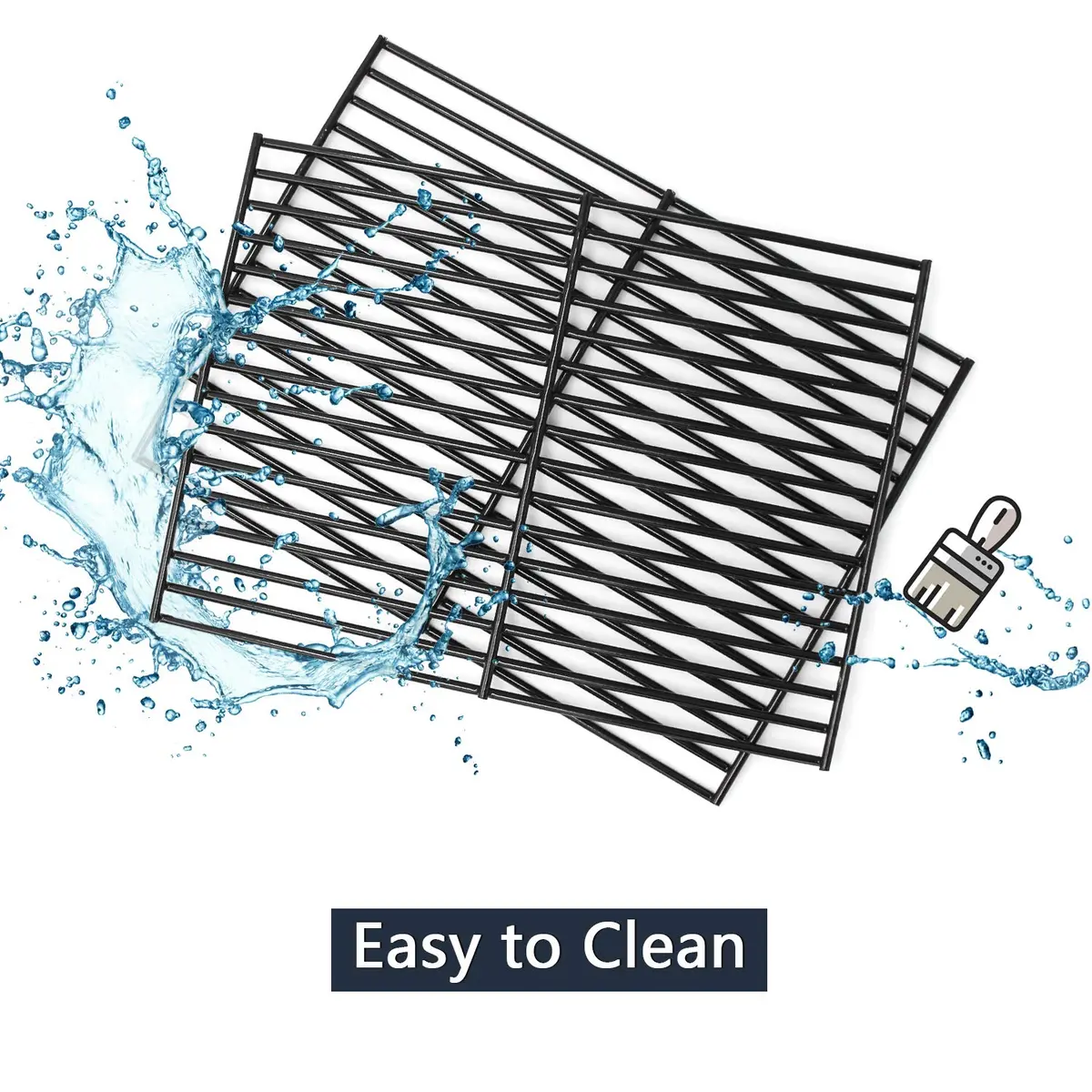 Hongso 16 5/8" x 24 1/2" Porcelain Steel Grill Grates (2-Pack) | Fits Charbroil, Thermos, Kenmore Grills - view 4