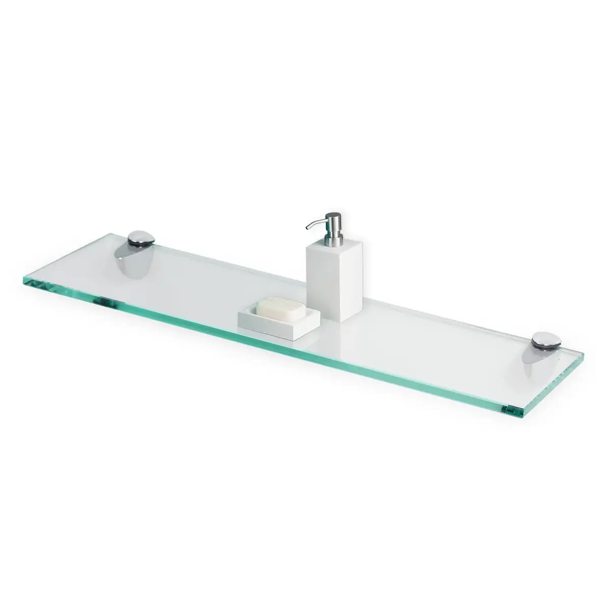 Fab Glass and Mirror Rectangle Floating Shelf Kit 12" x 27" | Tempered Clear Glass Wall Shelf - main product image