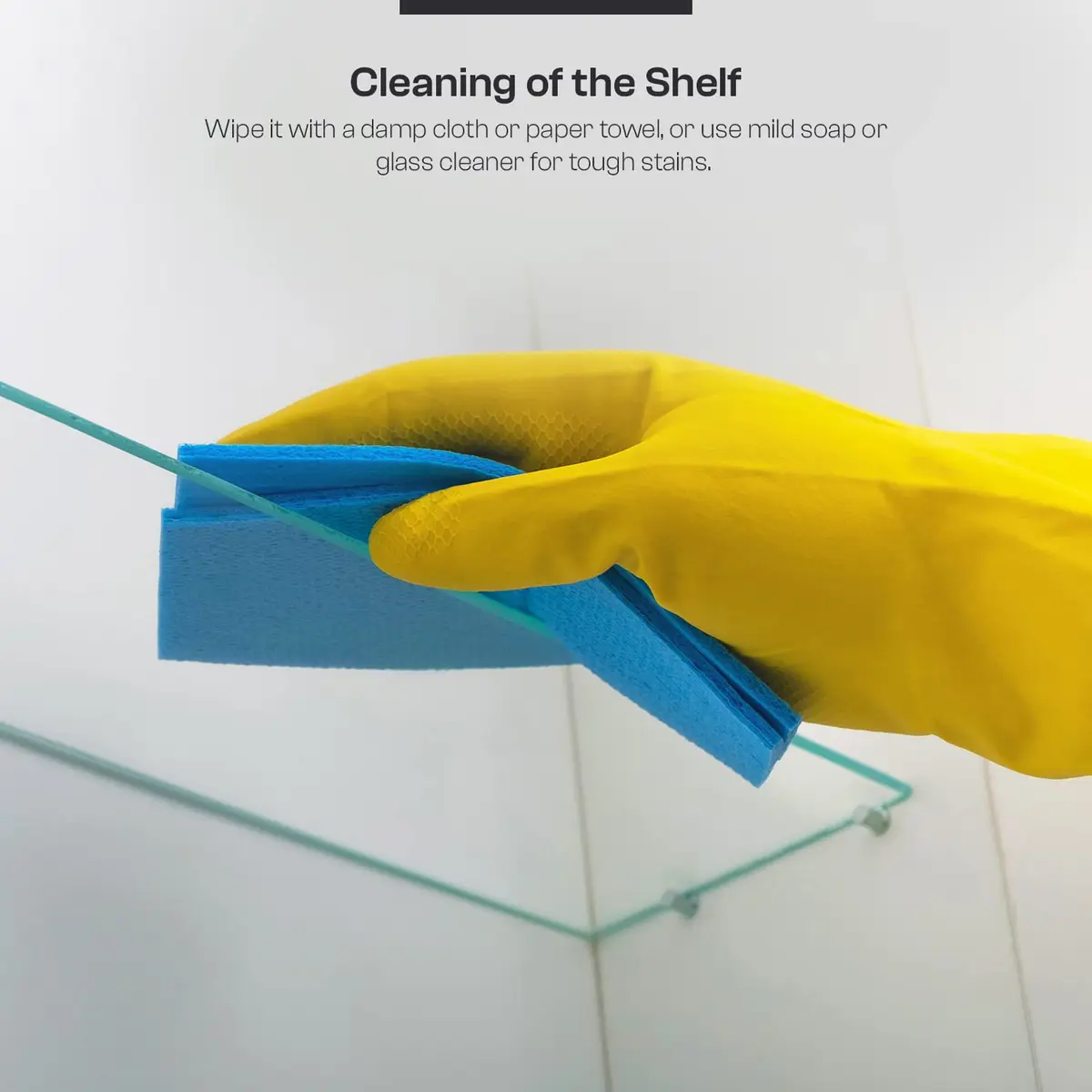 Fab Glass and Mirror Rectangle Floating Shelf Kit 12" x 27" | Tempered Clear Glass Wall Shelf - view 6